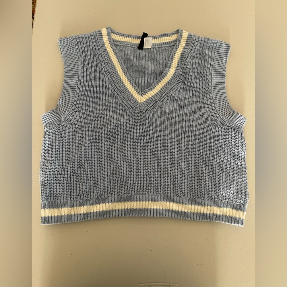 blue sweater vest